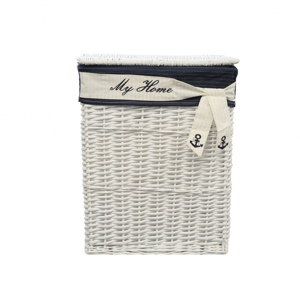 14inches x 17.5inches x 19.5inches WhiteBlueRectangularWillow Basket