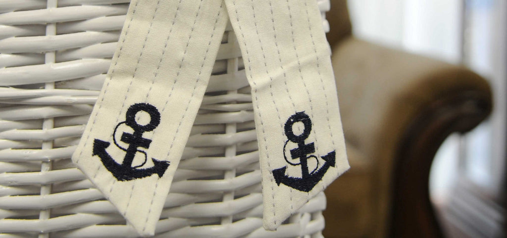 14inches x 17.5inches x 19.5inches WhiteBlueRectangularWillow Basket