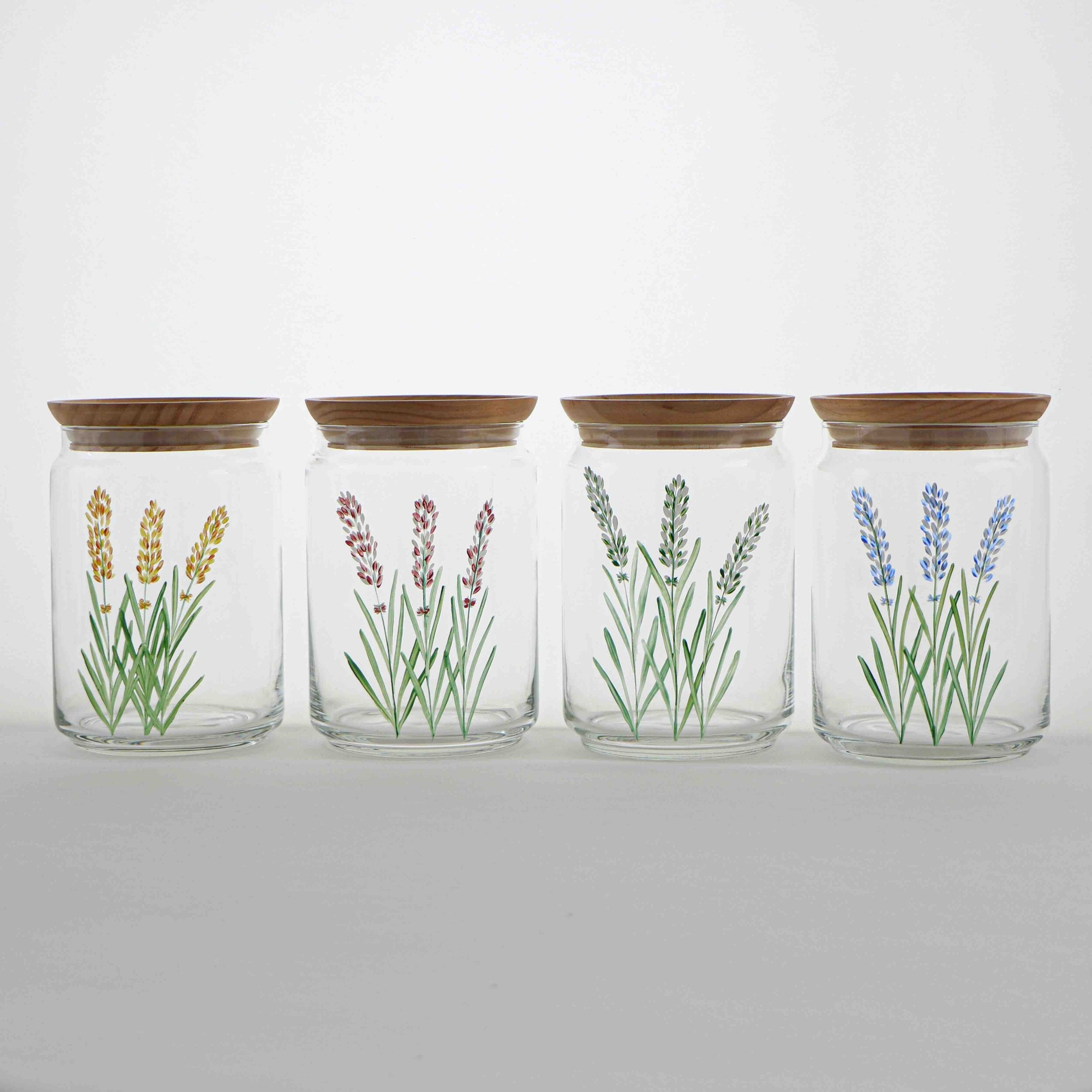 Le Lavande - Bocal en verre 1L peint à la main