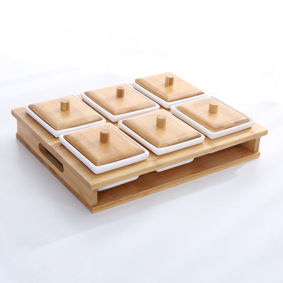 Bamboo Condiment Storage Boxes
