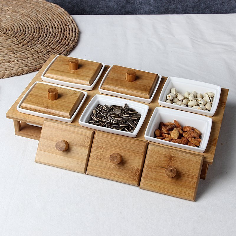 Bamboo Condiment Storage Boxes